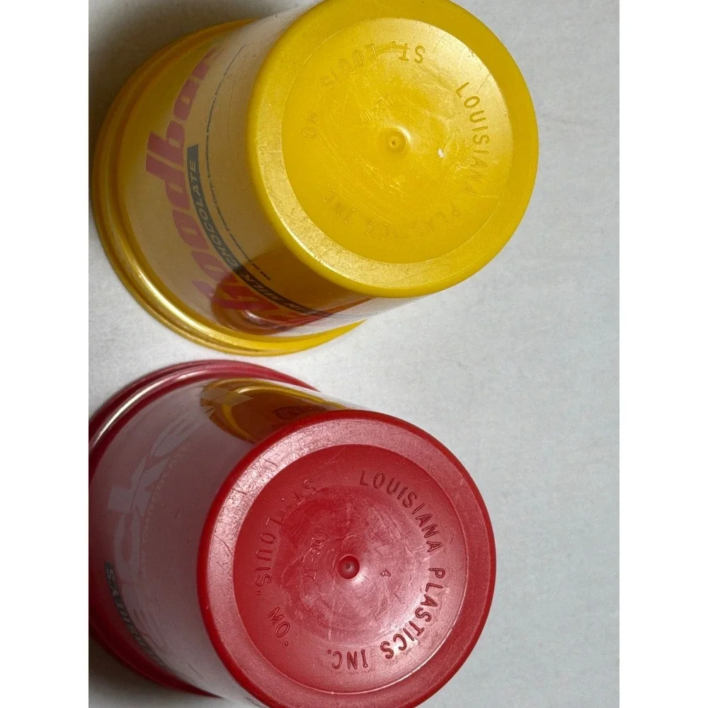 Vintage Hersheys Krackel Mr Goodbar Plastic Stadium Cups Set of 2 Red Yellow